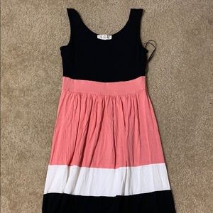 A pink and black dress